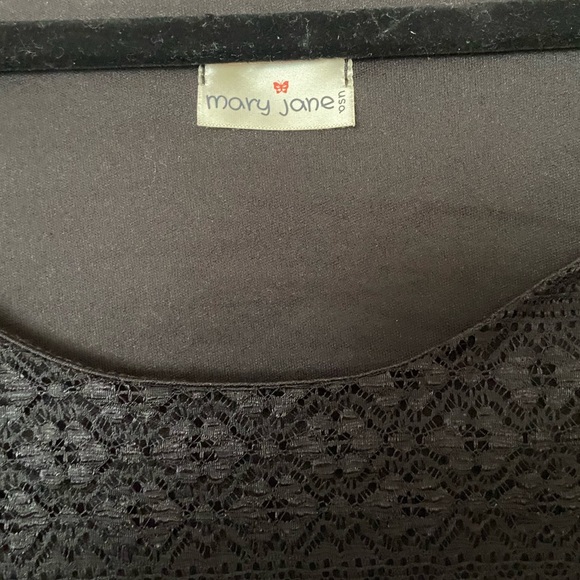 Mary Jane USA Crop Top Long Sheer Sleeves in Black Size ~M - Picture 9 of 9